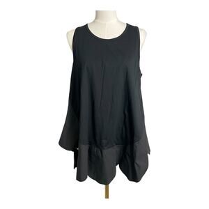 MeiMeij Canotta Top Black Tunic NWT New Petal Hem Loose Sleeveless Shirt sz 10